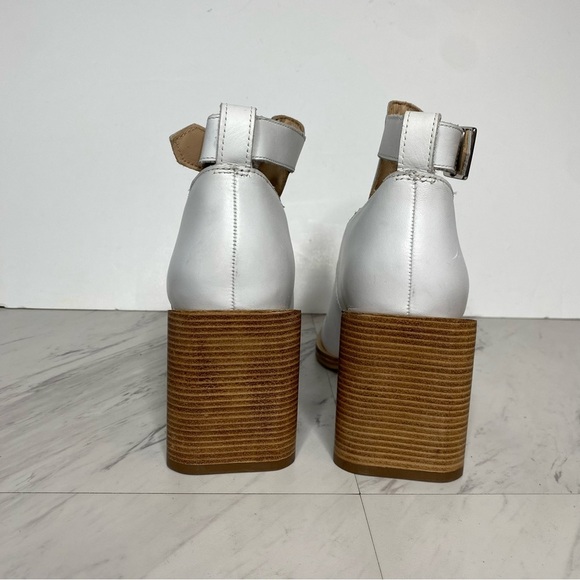 Free People Brady Square Toe White Leather Buckle Shootie Bootie 40 - Picture 3 of 15